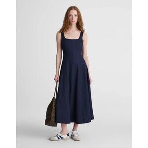 madewell denim square-neck midi dress in benton wash Madewell Denim Square Neck Midi Dress Benton Wash